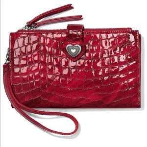 Brighton Bellissimo Heart Double Zip Wallet Lipstick Patent Croco Style: T35167